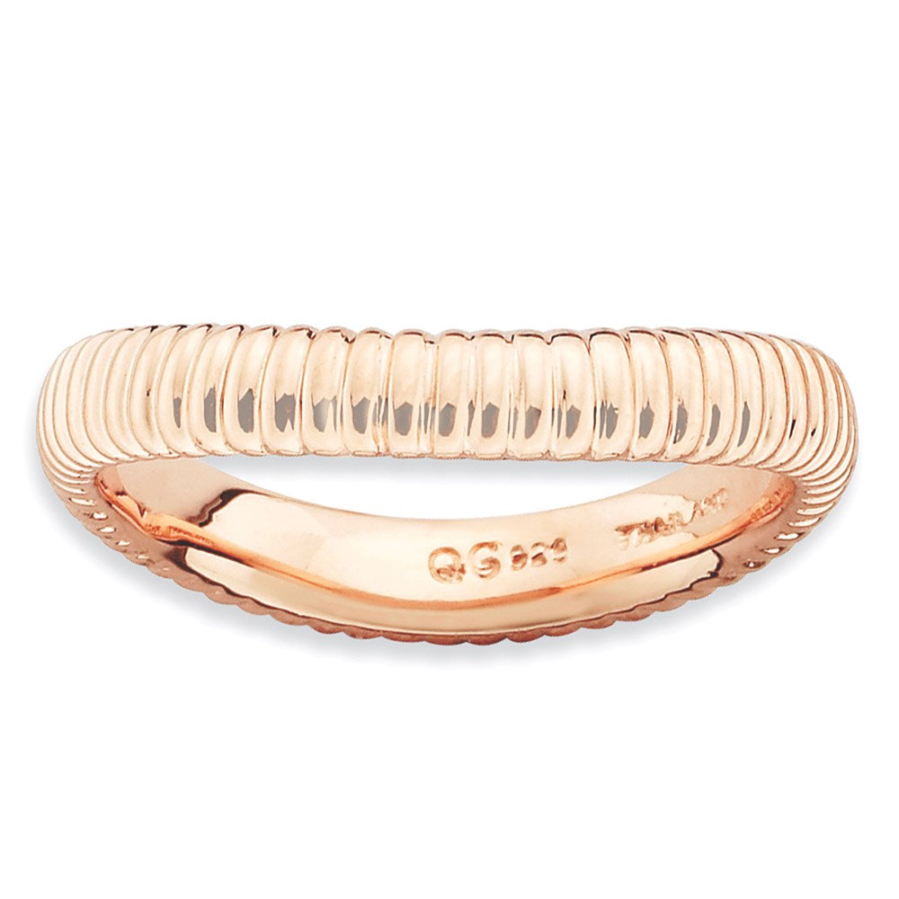 Sterling Silver Stackable Expressions Polished Pink-plate Wave Ring