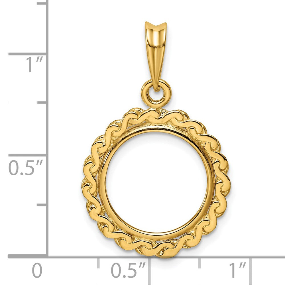 Wideband Distinguished Coin Jewelry 14k Polished S Chain 14.0mm Prong Coin Bezel Pendant