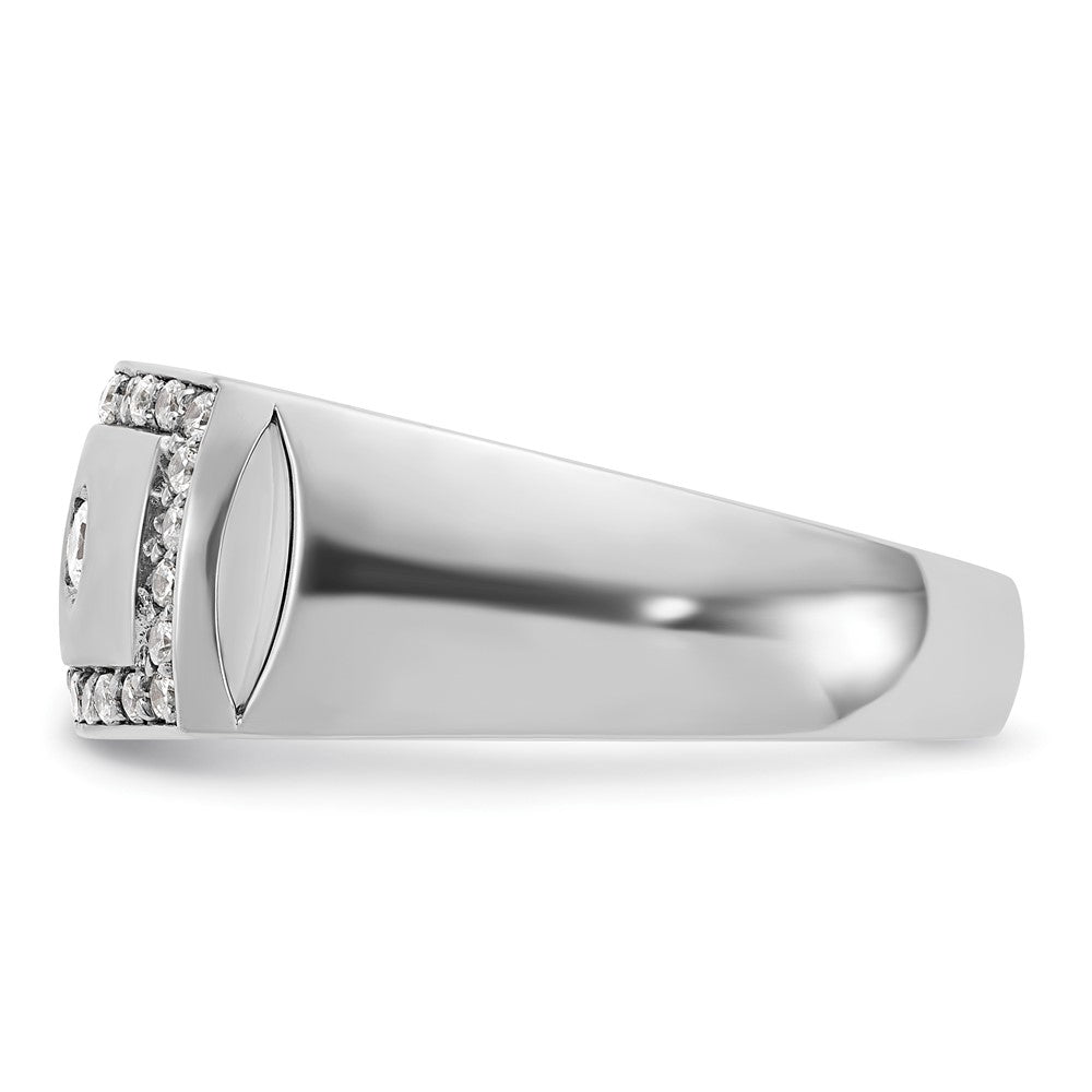 IBGoodman 10k White Gold Men's Polished and Cut-Out 1/2 Carat A Quality Diamond Rectangle Ring
