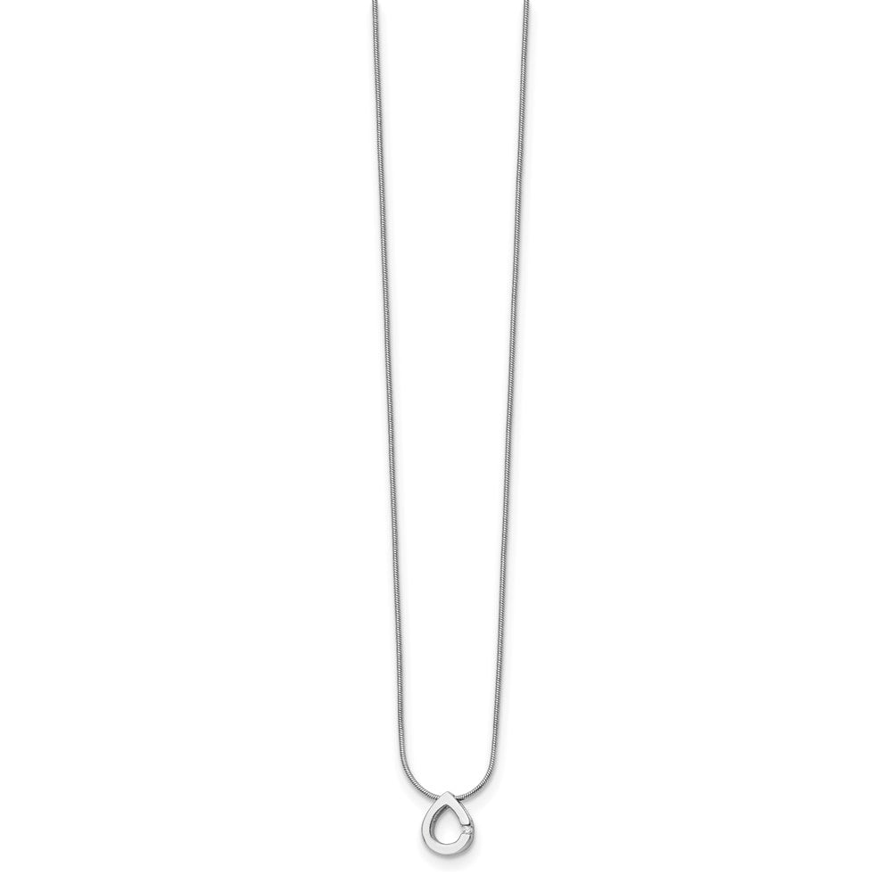 White Ice Sterling Silver Rhodium-plated 18 Inch Diamond Teardrop Necklace with 2 Inch Extender 18 Inches