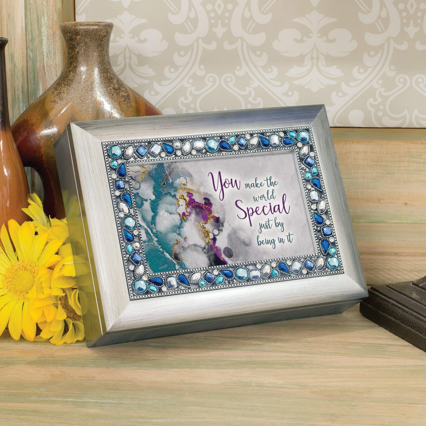 You Make The World Silver Jeweled Music Box