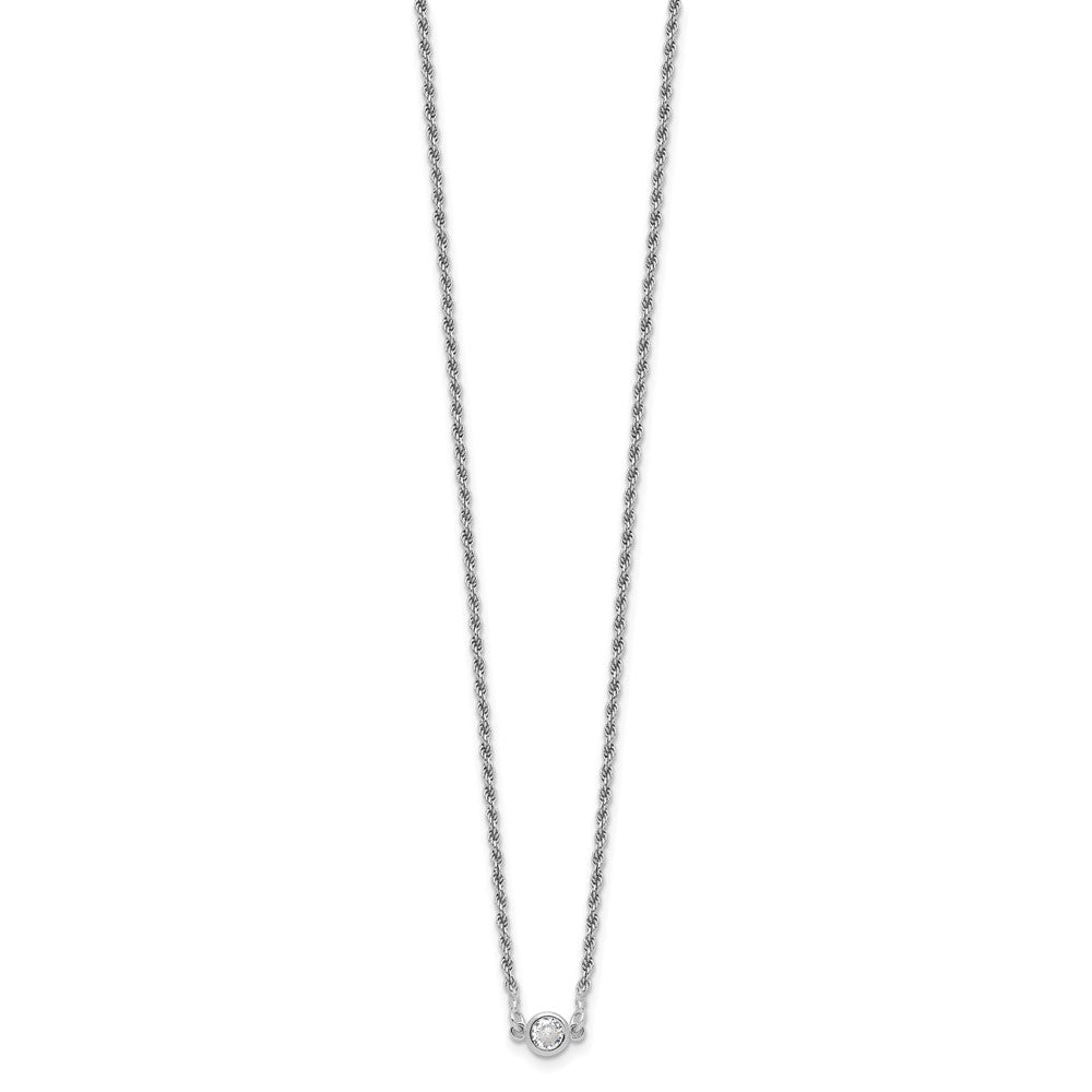 Sterling Silver RH-plated Polished CZ with 1.5in ext. Necklace