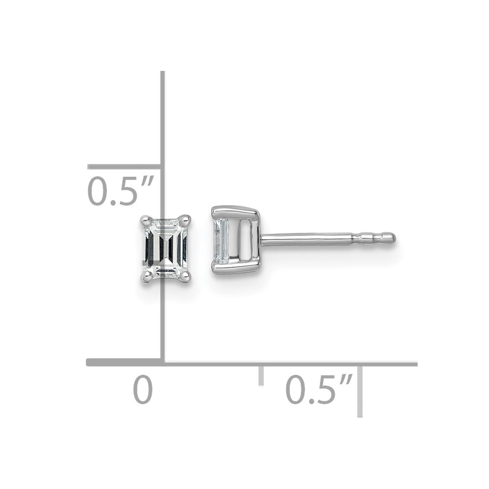 14k White Gold 1/2 ctw Lab Grown Diamond VS/SI+ G+ Emerald 4 Prong Heavy Wt. Stud Earrings