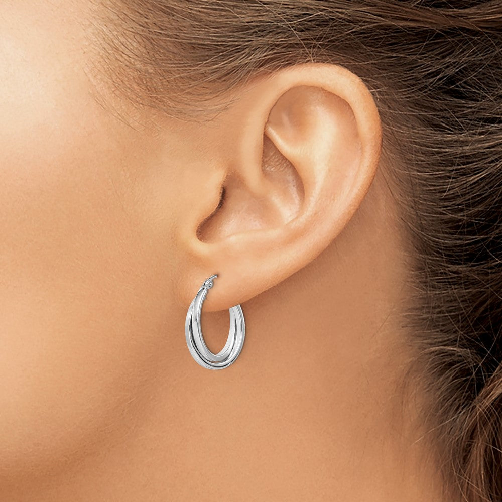 Sterling Silver Rhodium Plated Double Hoop Earrings