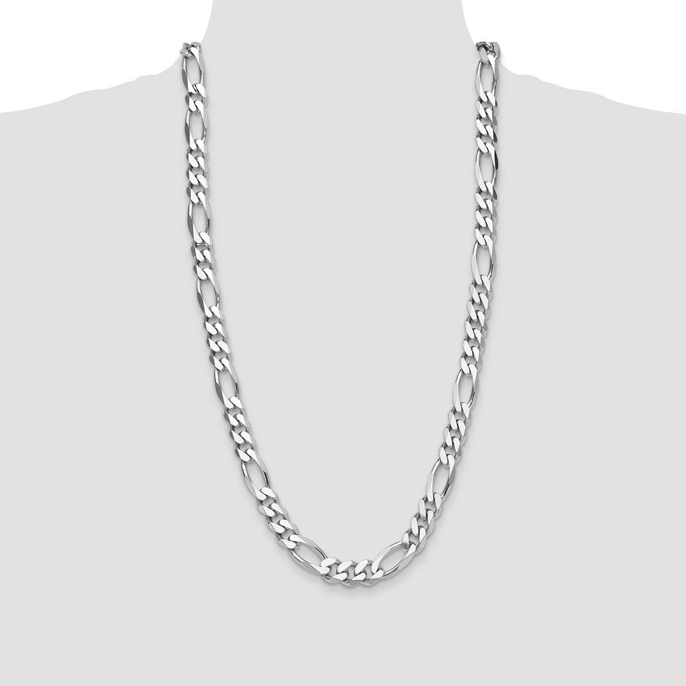Sterling Silver Rhodium-plated 10.2mm Figaro Chain 28 Inches