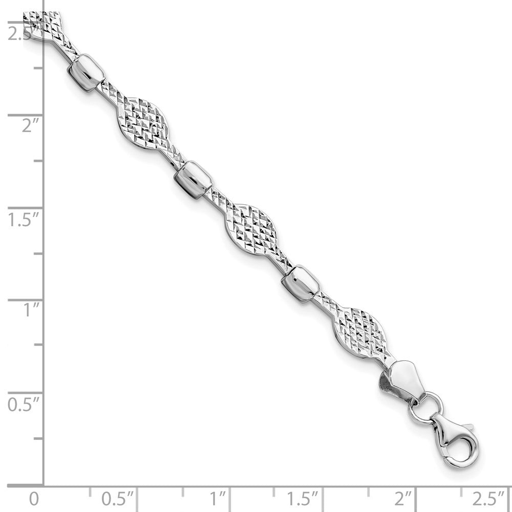 14K White Gold Diamond-Cut Bracelet 7  inches