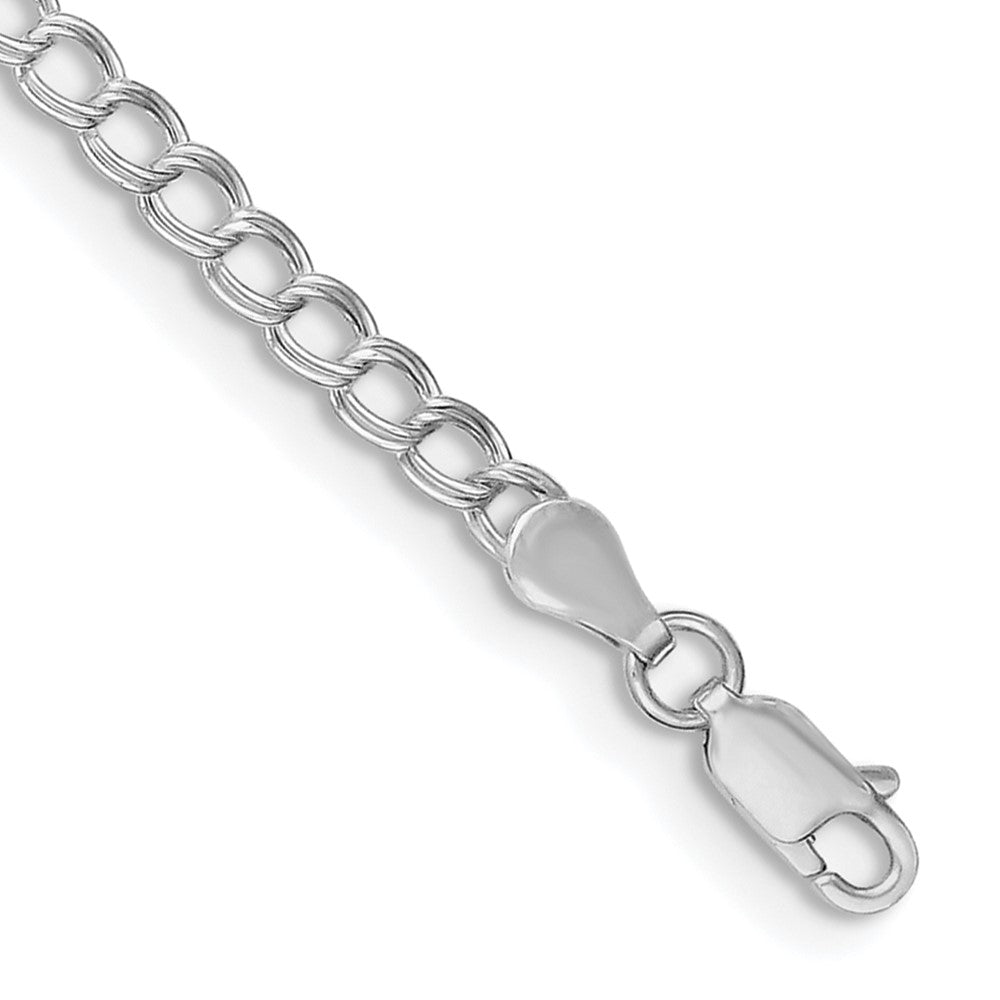 Sterling Silver 3.5mm Solid Double Link Charm Bracelet 7 inches