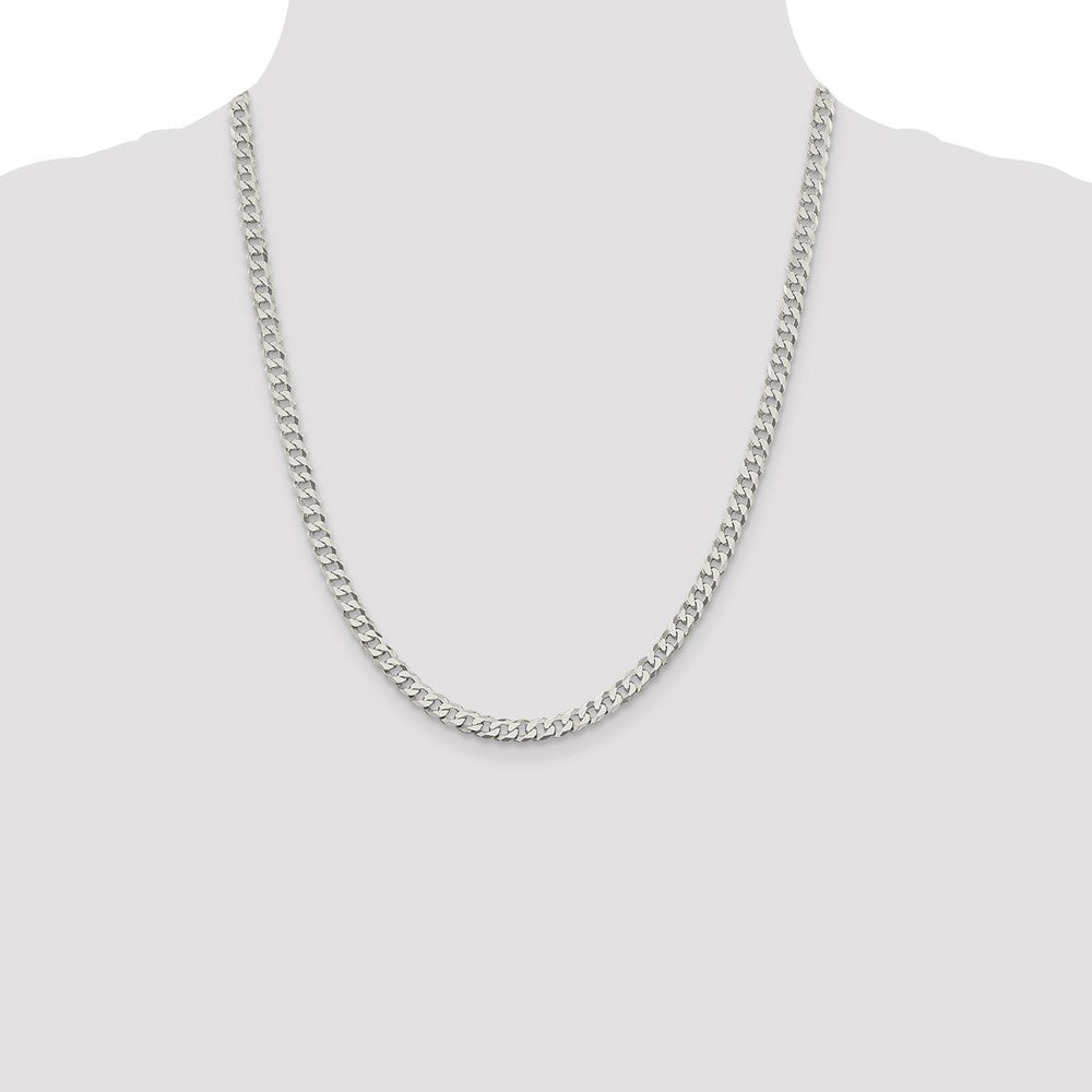 Sterling Silver 5mm Beveled Curb Chain 22 Inches