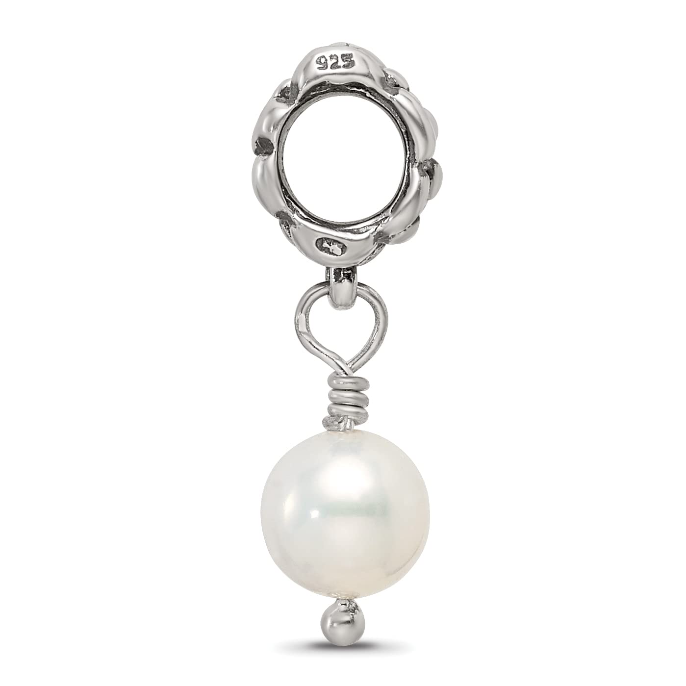 Reflection Beads QRS542 Sterling Silver FW Cultured Pearl Dangle Bead - Antiqued & Polished