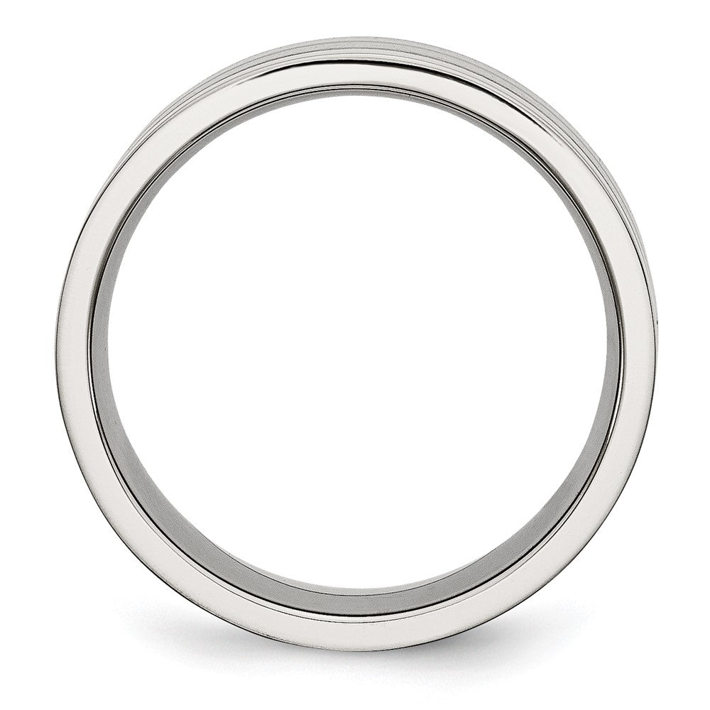 Chisel Stainless Steel Polished with Satin Center 8mm Grooved Band Size - 10