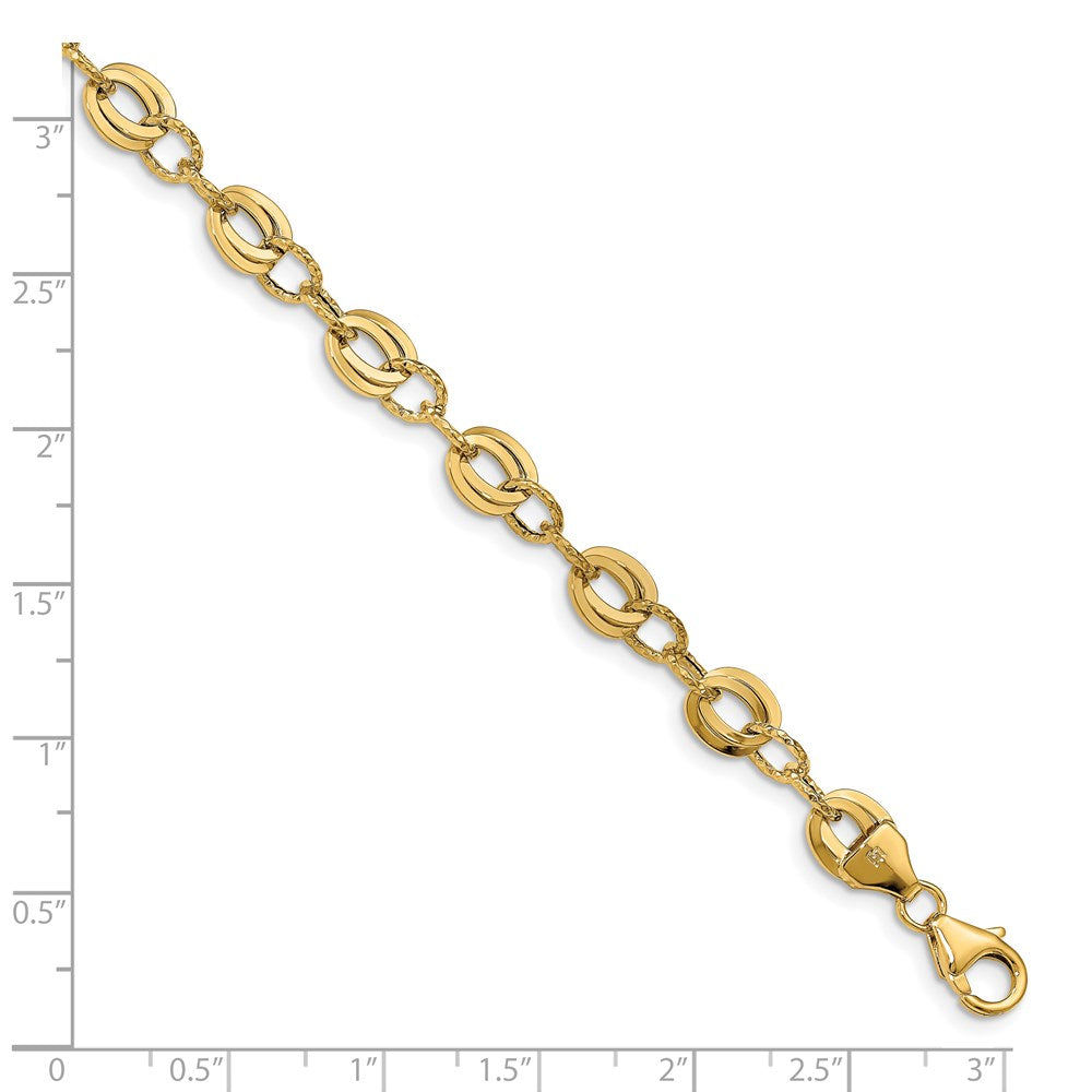 14k D/C Fancy Link Bracelet 7.5  inches