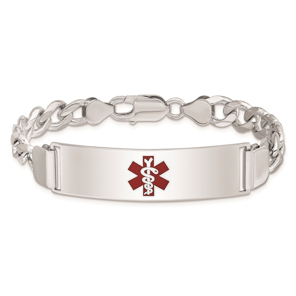 Sterling Silver Rhodium-plated Medical ID Curb Link Bracelet 8 inches