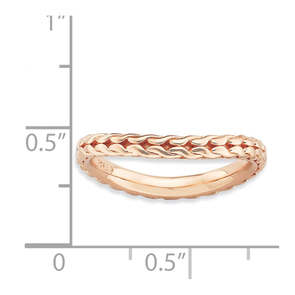 Sterling Silver Stackable Expressions Polished Pink-plated Wave Ring