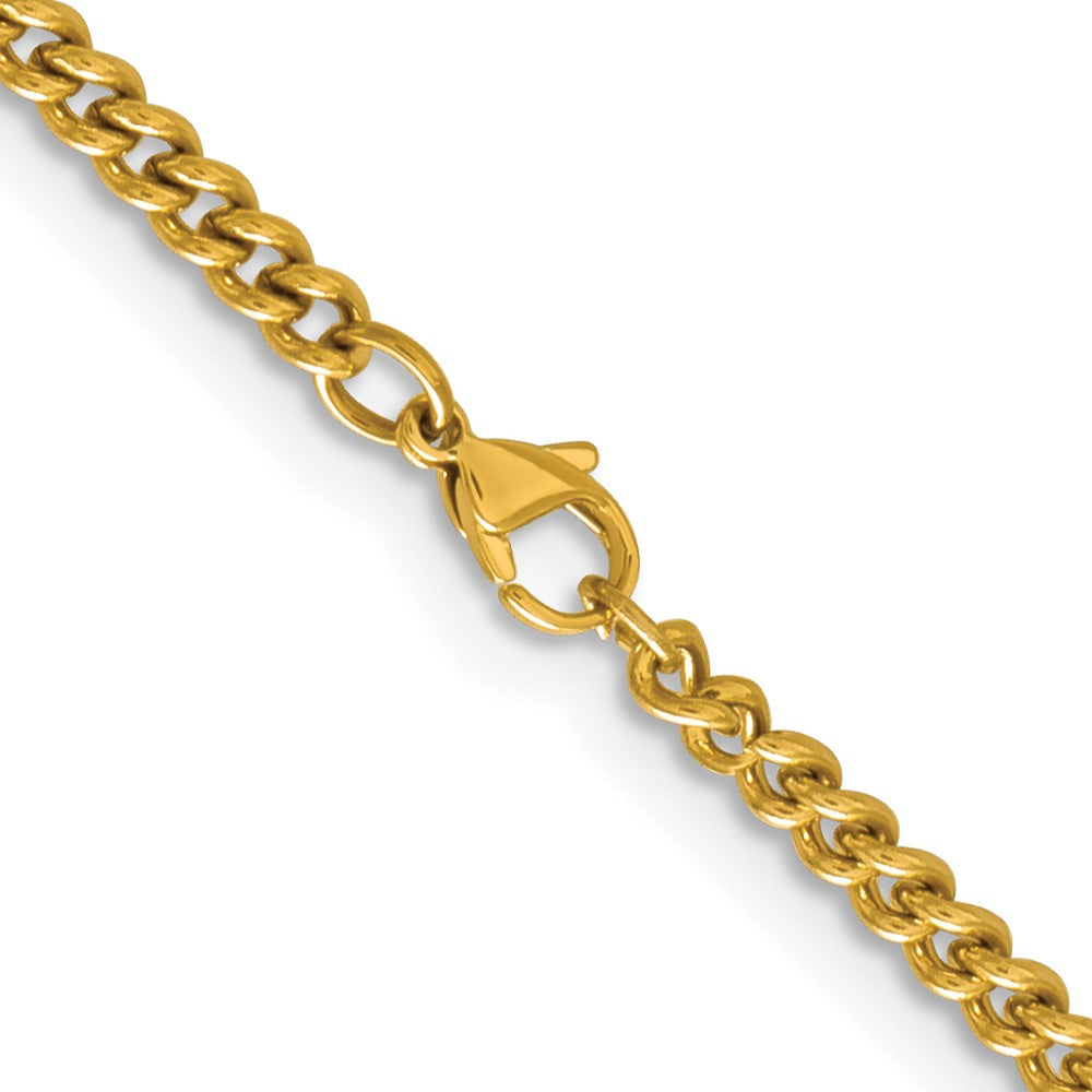 Stainless Steel Polished Yellow IP 4mm 20in Round Curb Chain