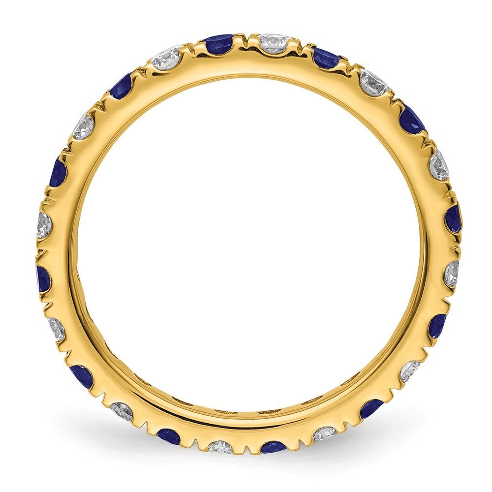14k 7/8 carat Lab Grown Diamond VS/SI+ G+ and Lab Created Blue Sapphire Size 8 Eternity Band