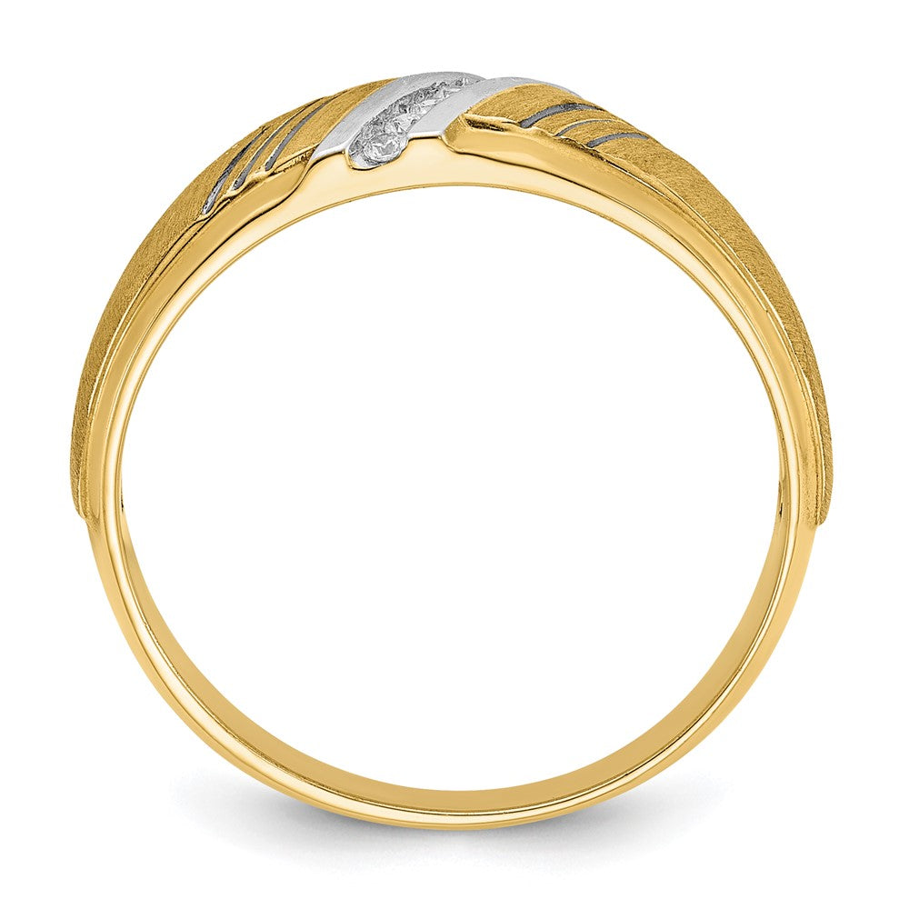 IBGoodman 14k with Black and White Rhodium Men's Polished and Satin 1/20 Carat AA Quality Diamond Ring