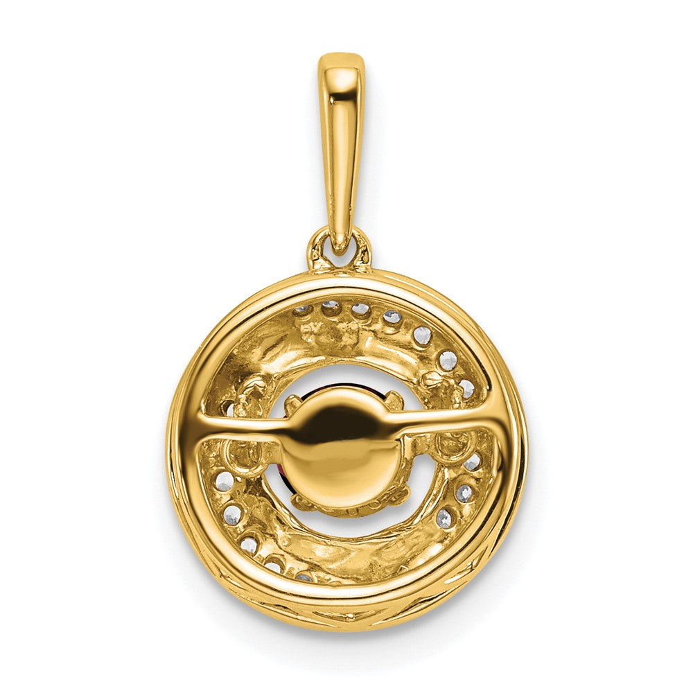 14k Round Garnet and Diamond Pendant