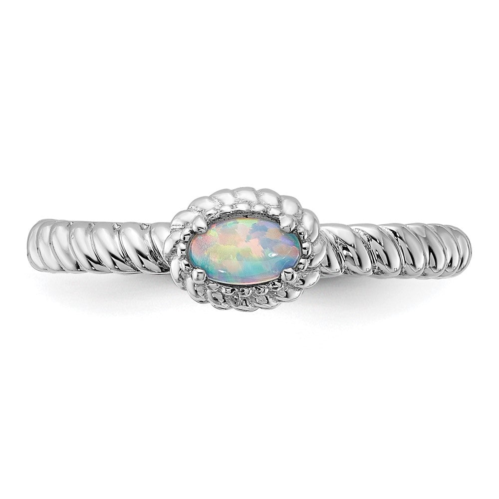 Sterling Silver Stackable Expressions Created Opal Ring