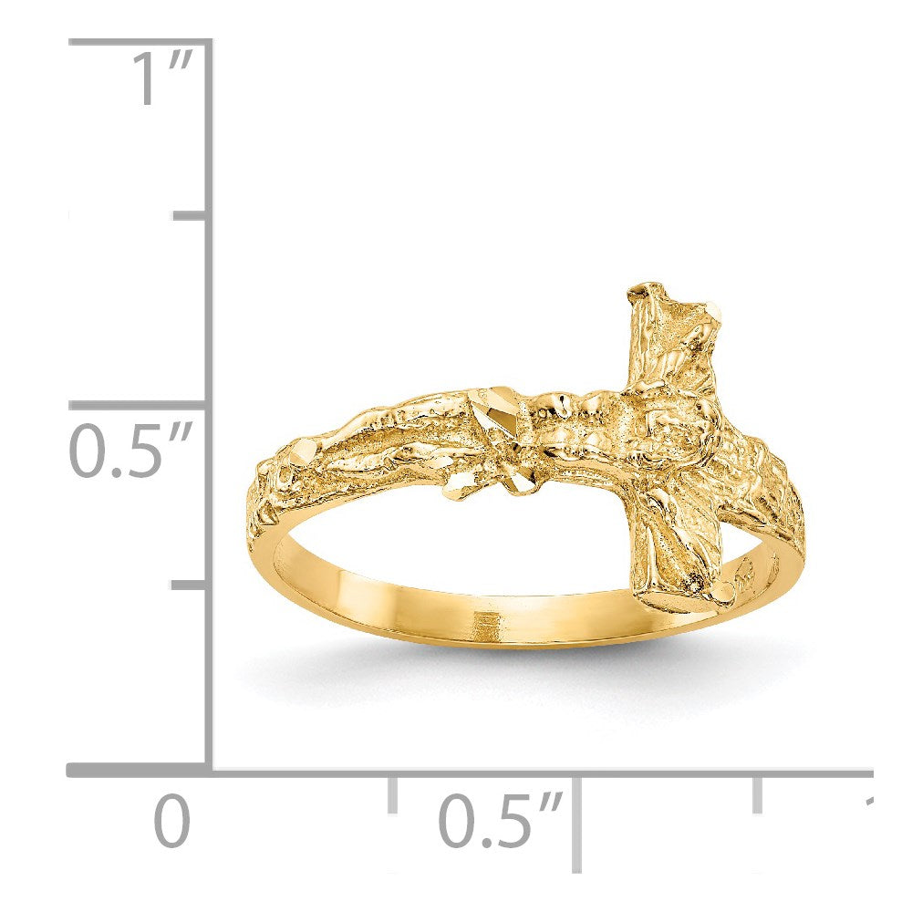 14K Diamond-cut Crucifix Ring Size 7