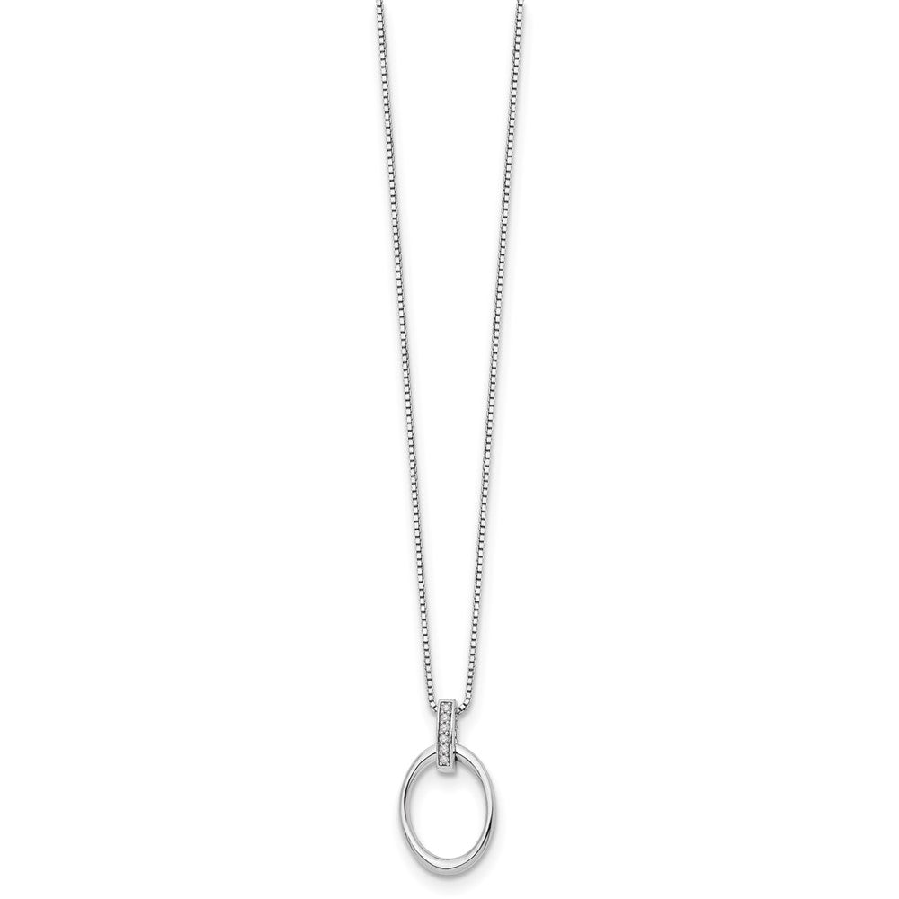 White Ice Sterling Silver Rhodium-plated 18 Inch Diamond Open Oval Necklace with 2 Inch Extender 18 Inches
