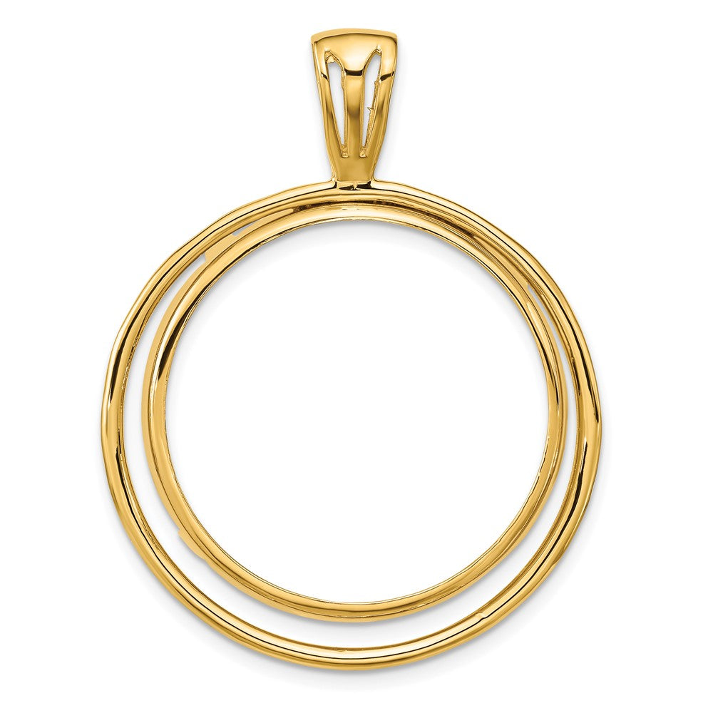 Wideband Distinguished Coin Jewelry 14k Polished Offset Double Circle 27.0mm Prong Coin Bezel Pendant