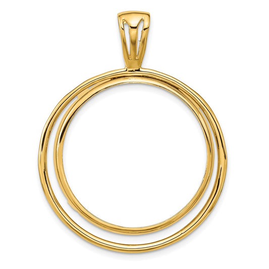 Wideband Distinguished Coin Jewelry 14k Polished Offset Double Circle 27.0mm Prong Coin Bezel Pendant