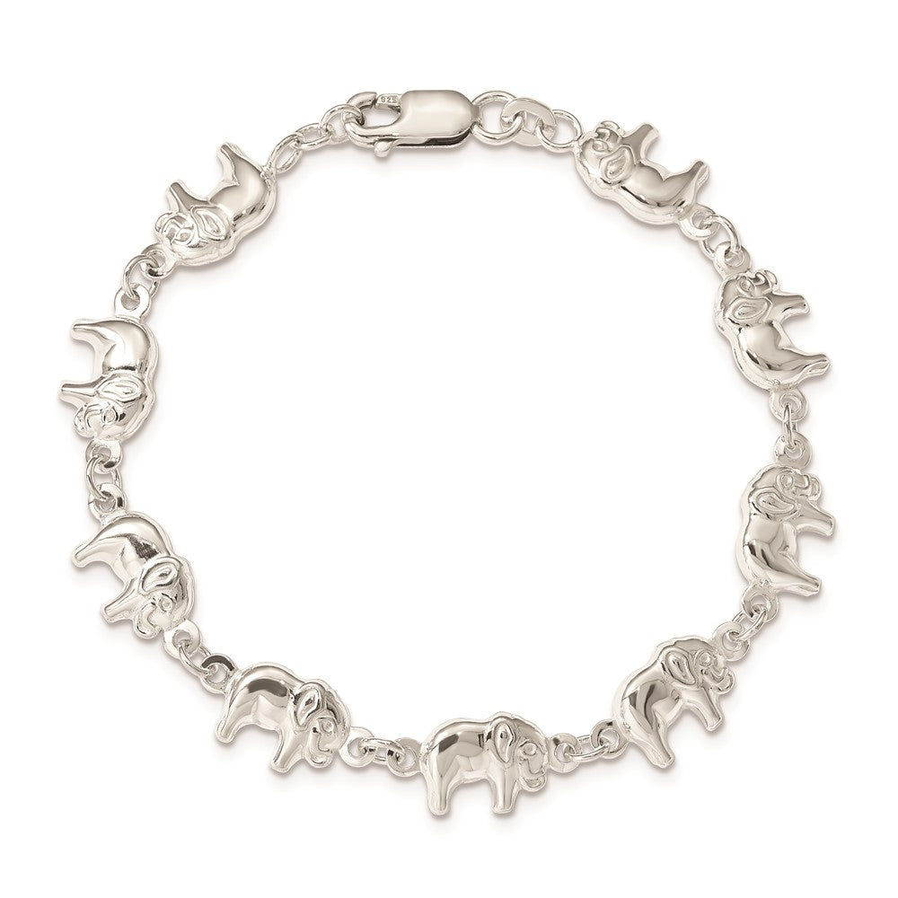 Sterling Silver Elephant Bracelet 7 inches