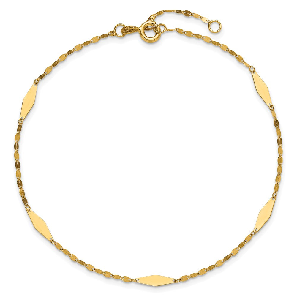 14K Polished Geometric 9in plus 1in ext. Anklet