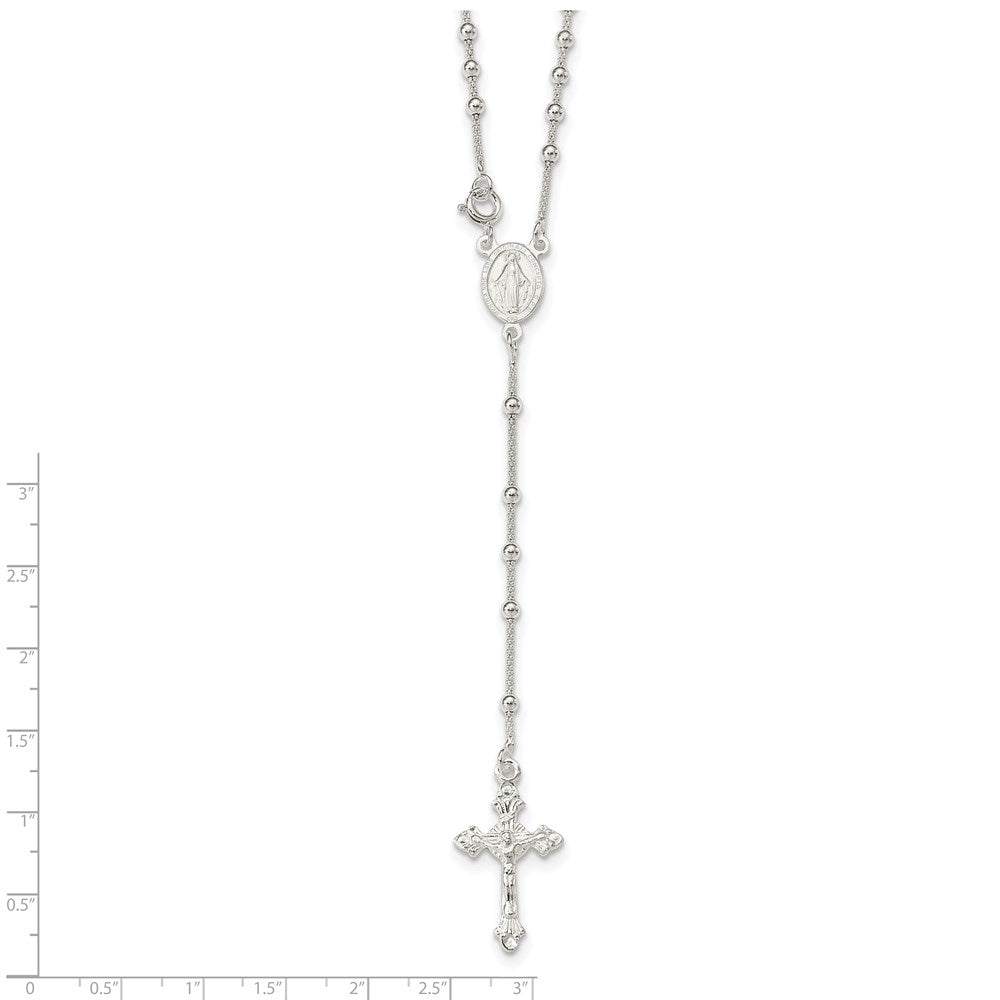 Sterling Silver Polished Bead Rosary 16 inch Necklace 16 Inches