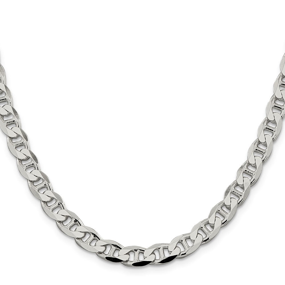 Sterling Silver 7.4mm D/C Flat Anchor Curb Chain 22 Inches
