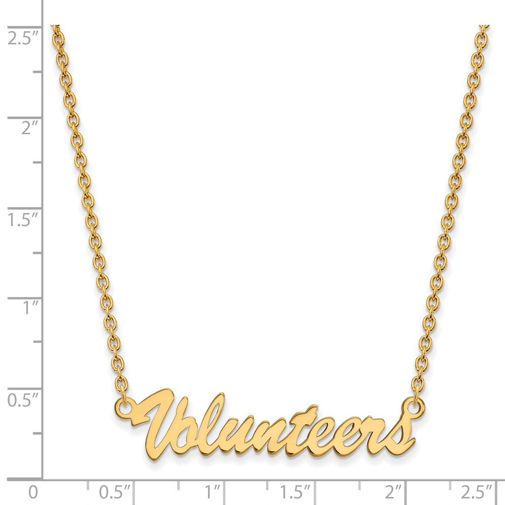 Sterling Silver Gold-plated LogoArt University of Tennessee Volunteers Script Medium Pendant 18 inch Necklace QGP075UTN-18