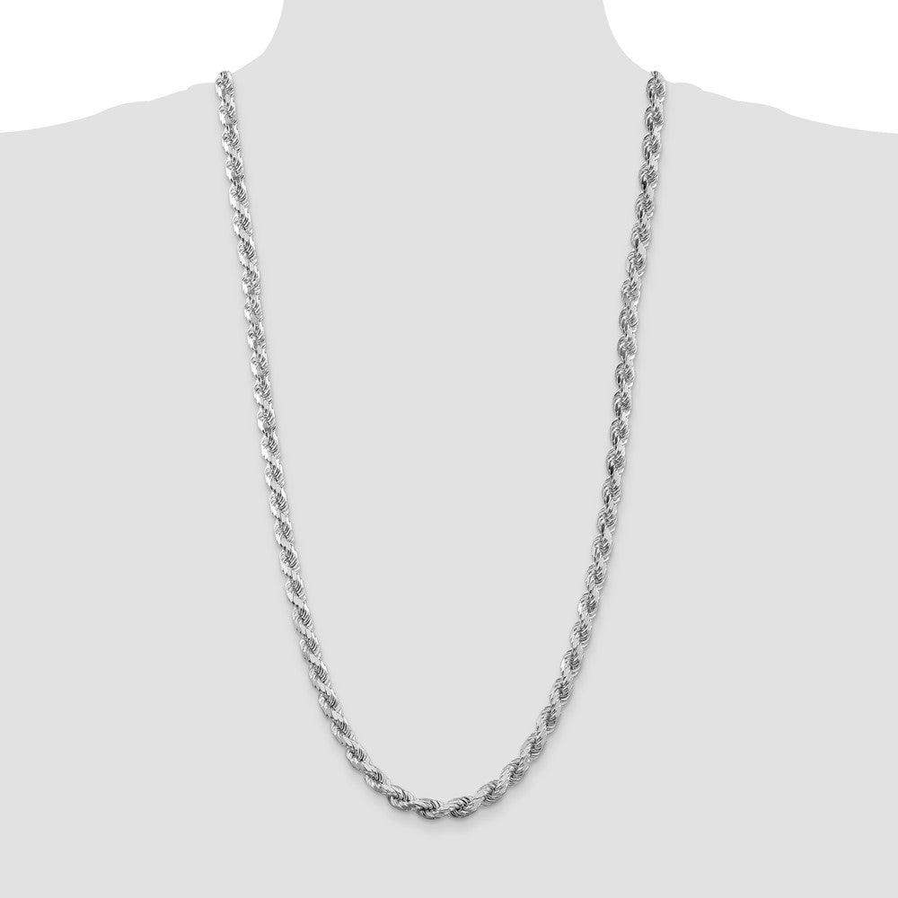 Sterling Silver Rhodium-plated 6.5mm Diamond-cut Rope Chain 30 Inches