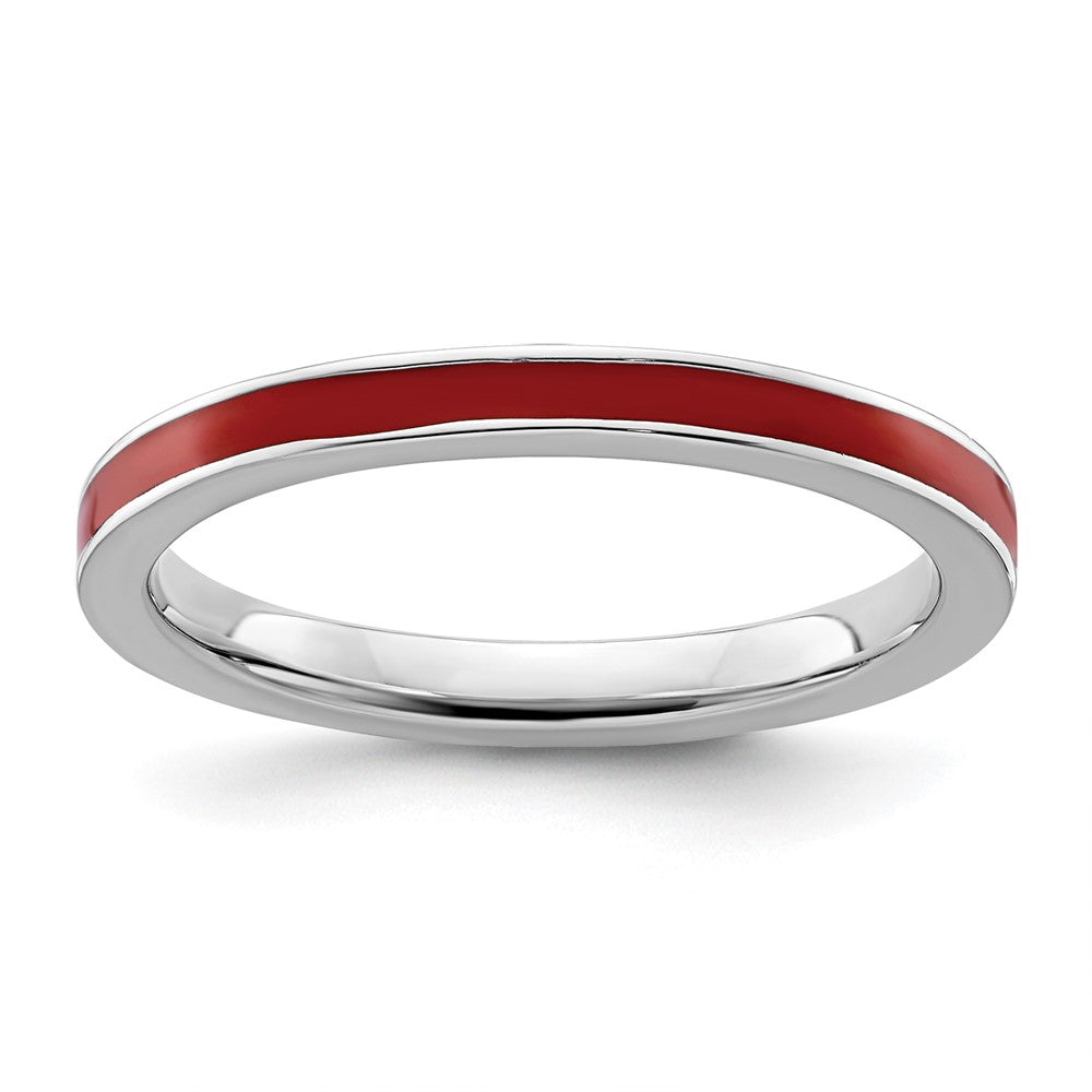 Sterling Silver Stackable Expressions Red Enameled 2.25mm Ring Size -10