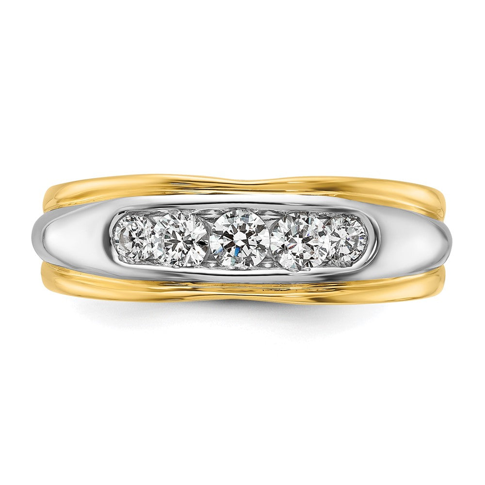 IBGoodman 14k Two-tone 1/2 carat Lab Grown Diamond VS/SI+ G+ Complete Polished and Grooved Men's Ring