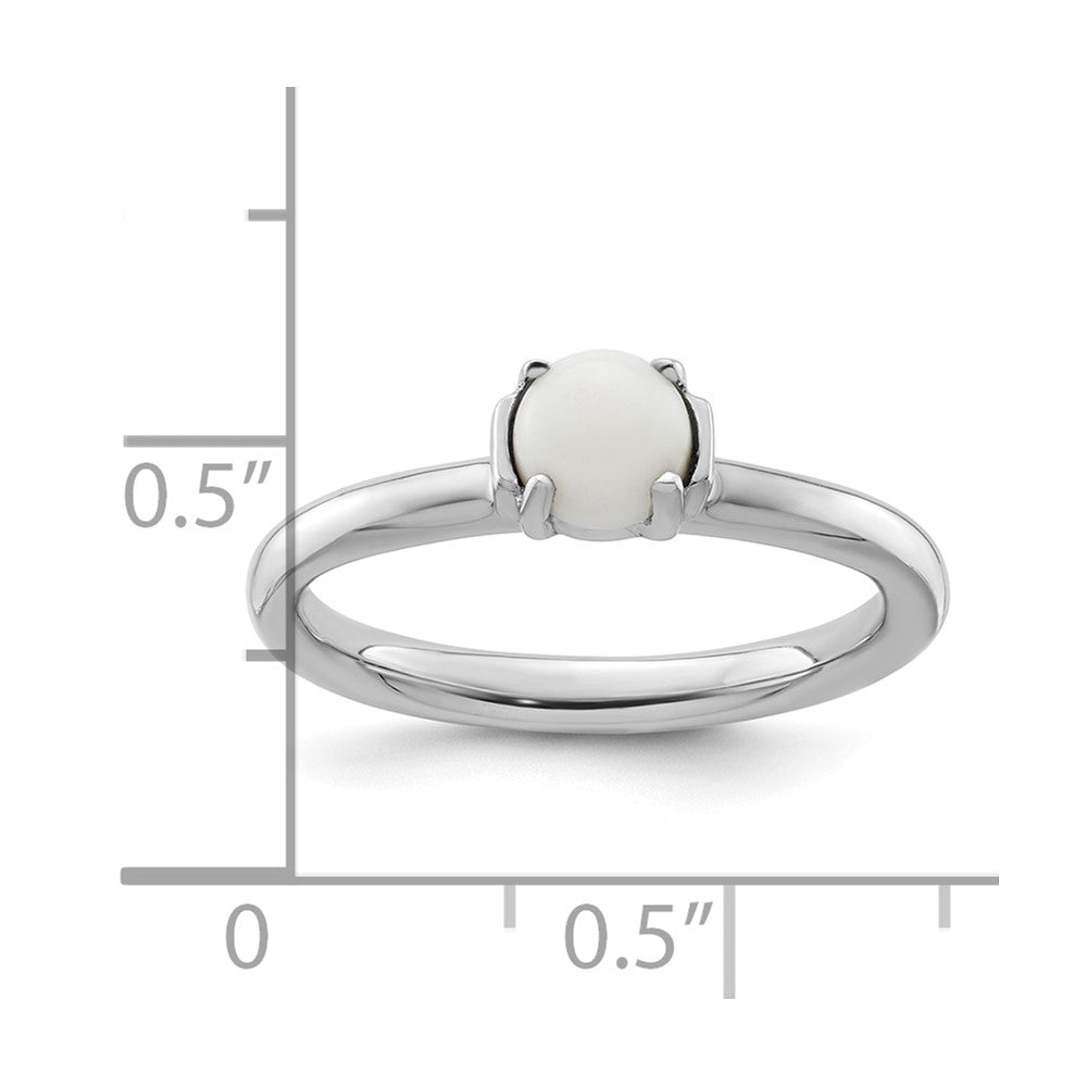 Sterling Silver Stackable Expressions Polished White Agate Ring Size -10