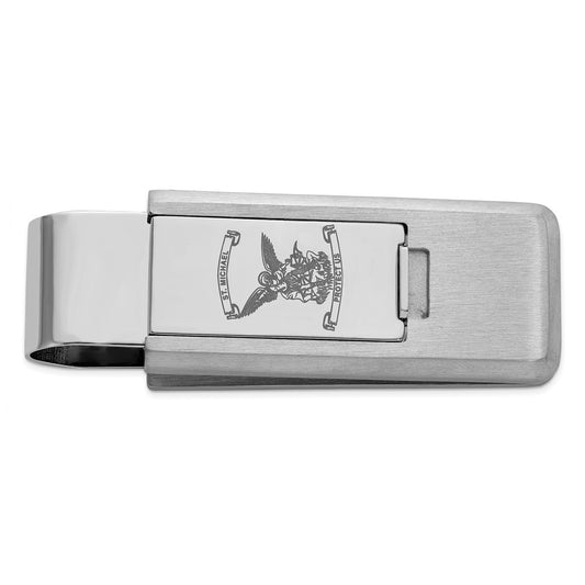 Kelly Waters Stainless Steel Lasered St. Michael Flip Money Clip