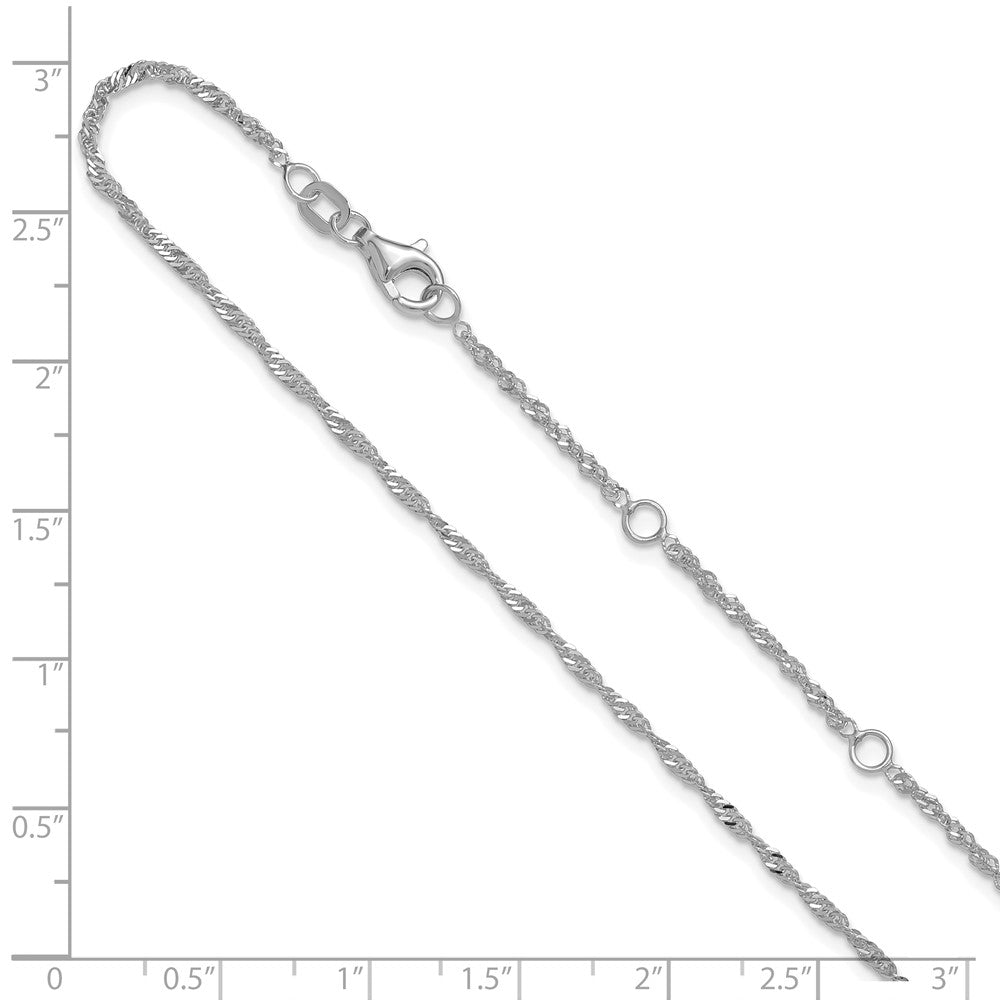 10k White Gold  1.7mm Singapore 1in+1in Adjustable Chain