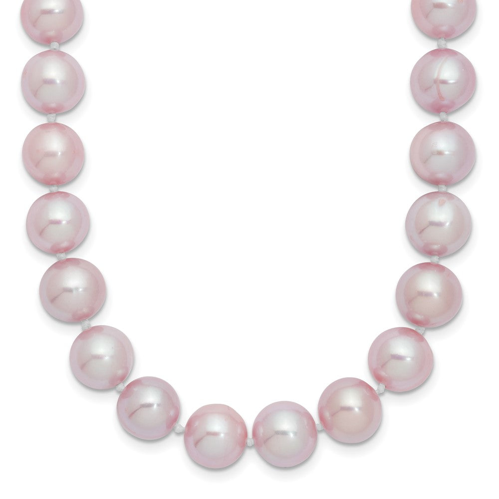 Sterling Silver Rhodium-plated 9-10mm Purple Near-Round Freshwater Cultured Pearl 20 inch Necklace 20 Inches