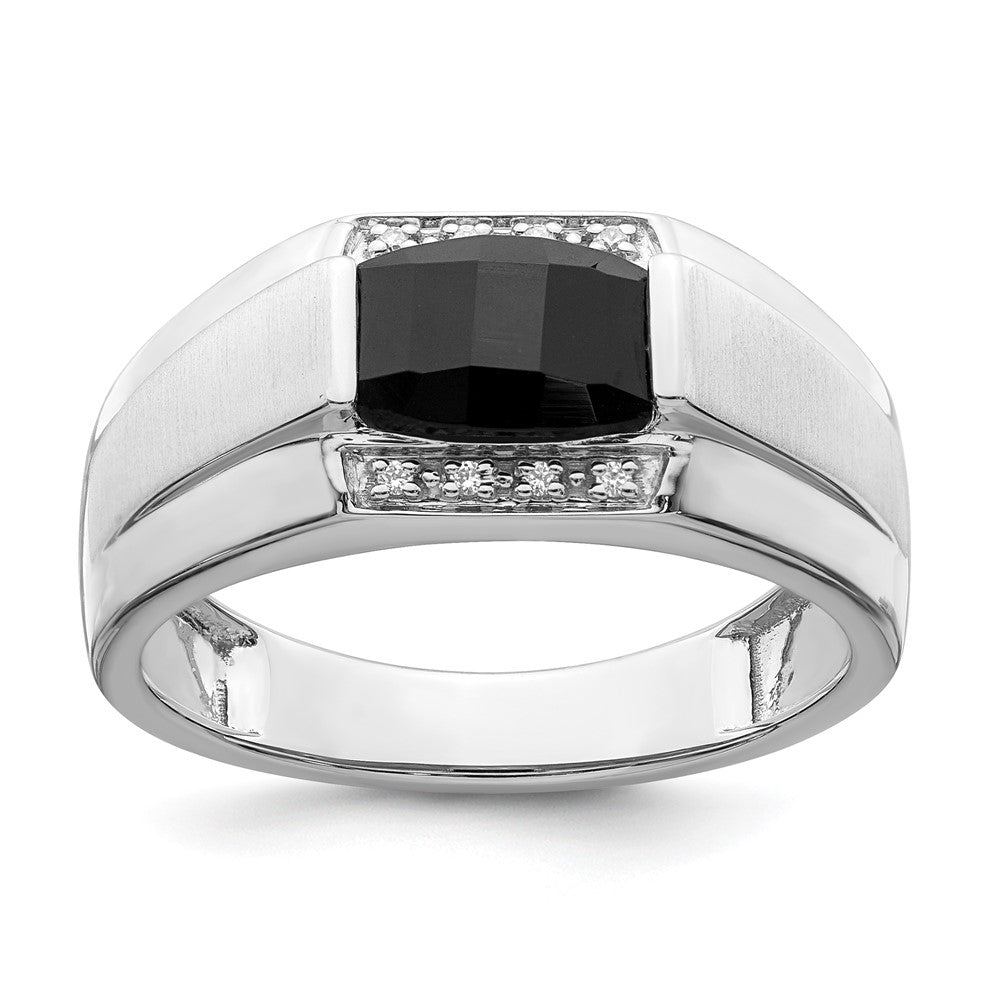 Sterling Silver Onyx & Diamond Ring Rd 8- .005ct- Stone:A Dia:S33