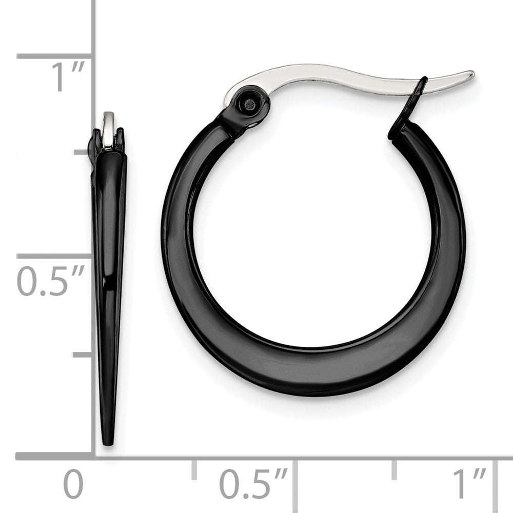 Stainless Steel Polished Black IP-plated 19mm Diameter Hoop Earrings