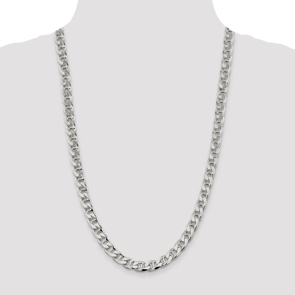 Sterling Silver 9mm D/C Flat Anchor Curb Chain 26 Inches