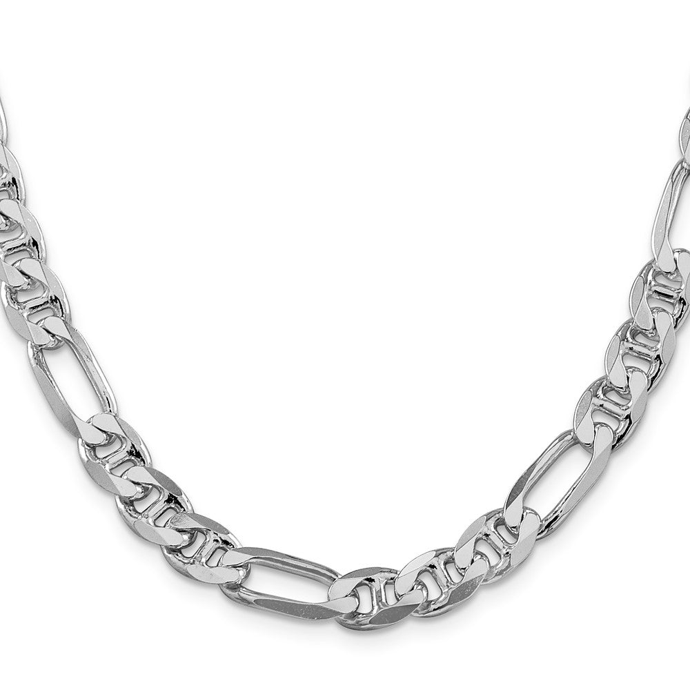 Sterling Silver Rhodium-plated 8.25mm Figaro Anchor Chain 24 Inches