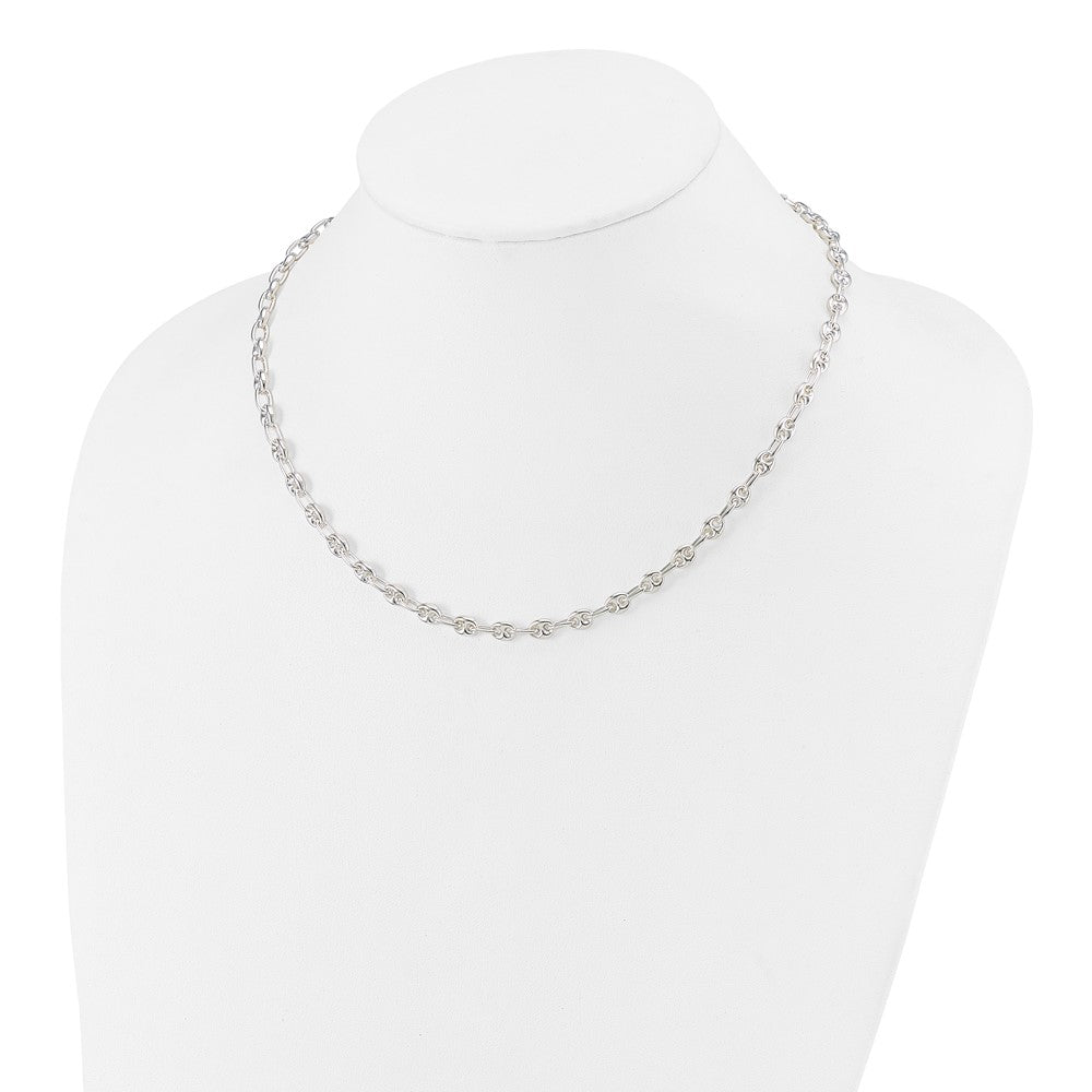 Sterling Silver Polished Fancy Link Necklace 18 Inches