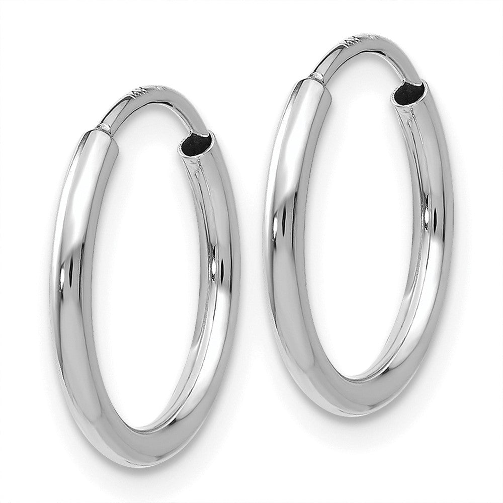 14K White Gold 1.2mm Polished Endless Hoop Earrings