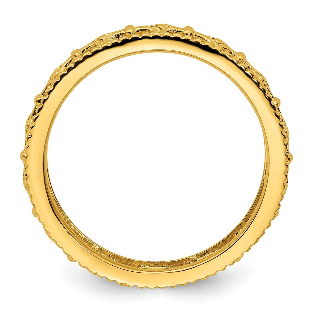 Sterling Silver Stackable Expressions Gold-plated Carved Band Size -6