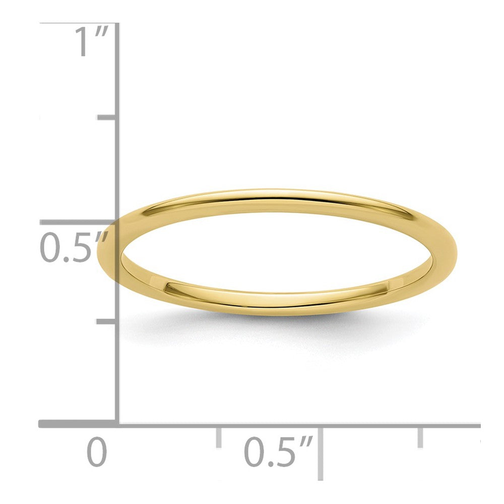 10K Yellow Gold 1.2mm Half Round Polished Stackable Band Size 7.5