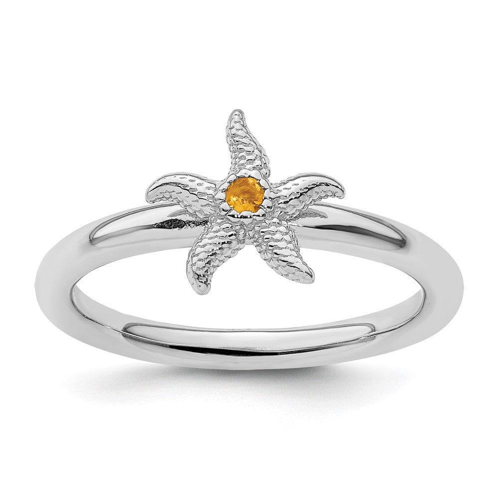 Sterling Silver Stackable Expressions Citrine Starfish Ring Size -6