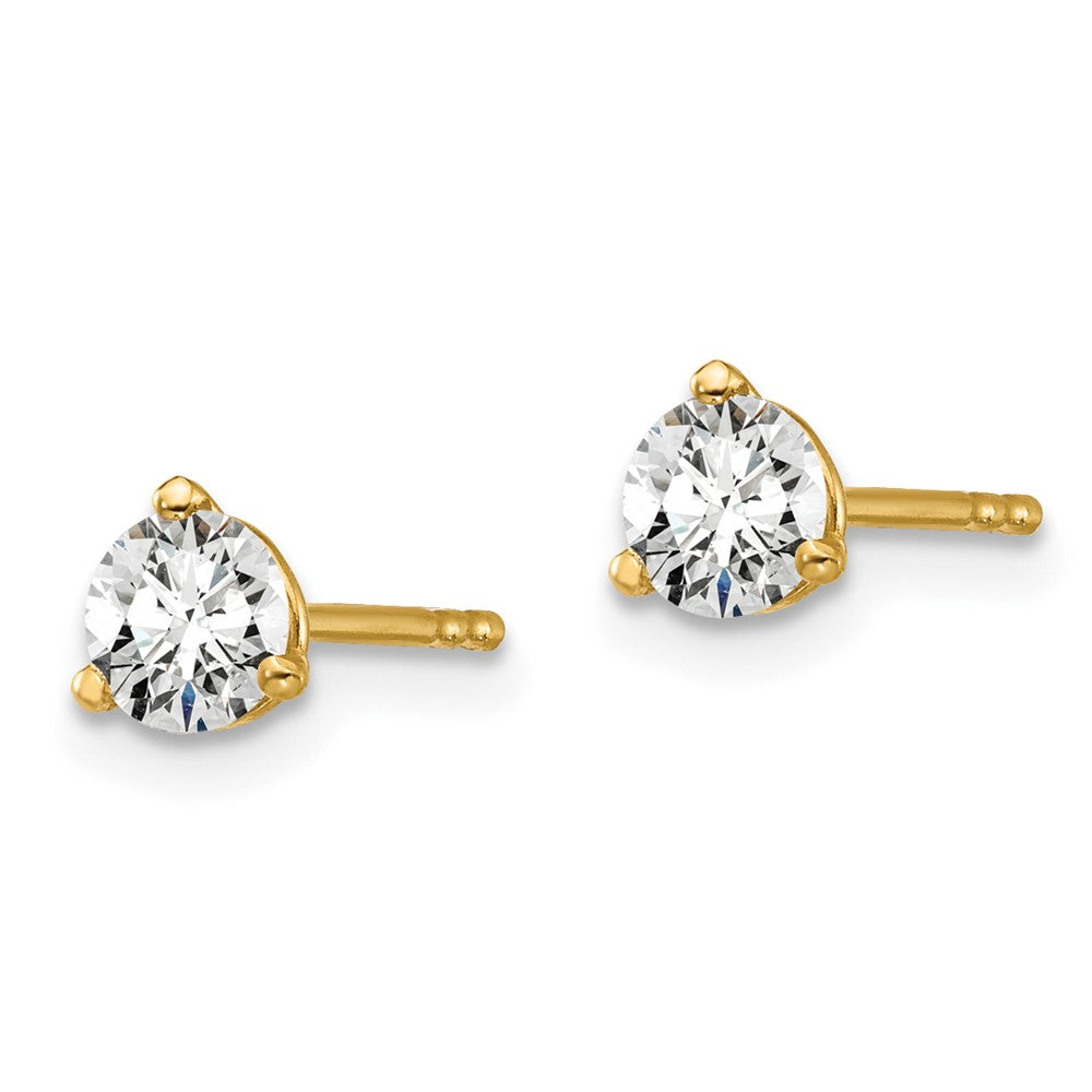 14k Yellow Gold 1/2 ctw Lab Grown Diamond VS/SI+ G+ Round 3 Prong Heavy Wt. Stud Earrings