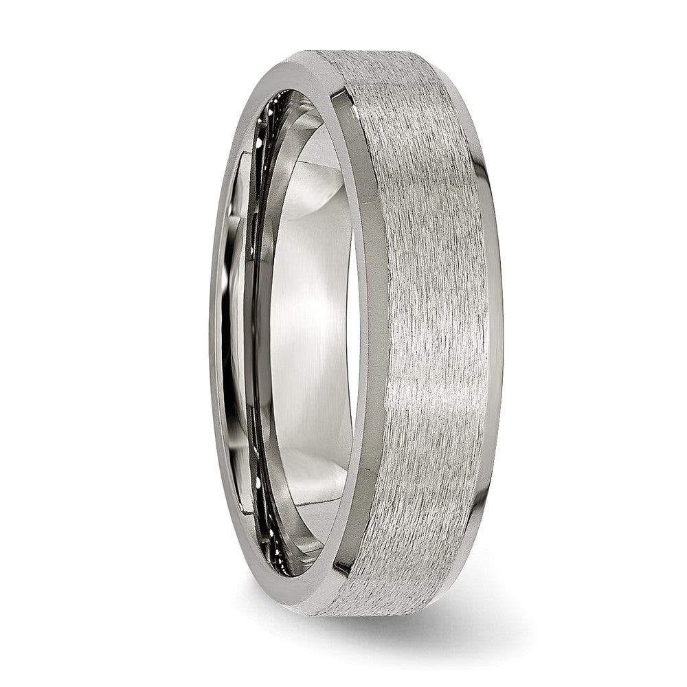 Titanium Brushed Center 6mm Beveled Edge Band Size - 8