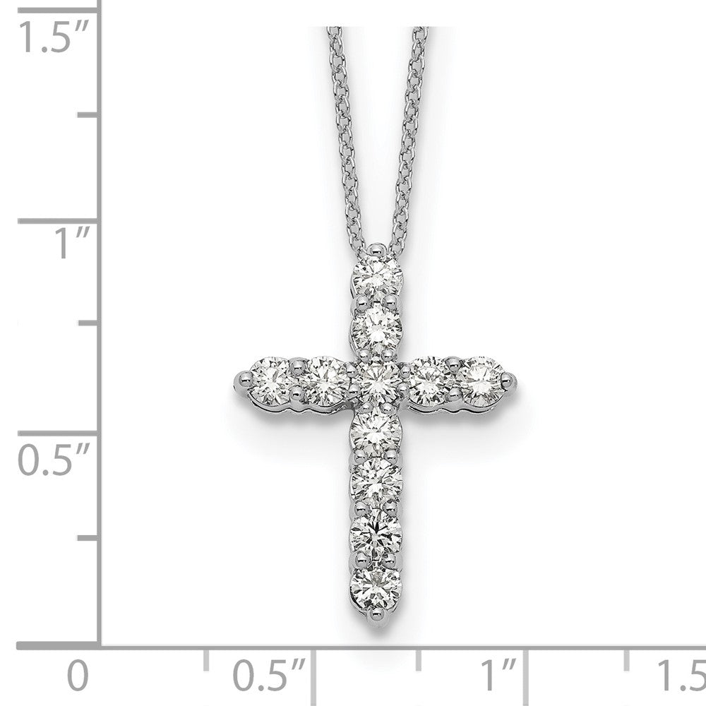 True Origin 14k White Gold 1 carat Lab Grown Diamond VS DEF 18 inch Cross Pendant Necklace
